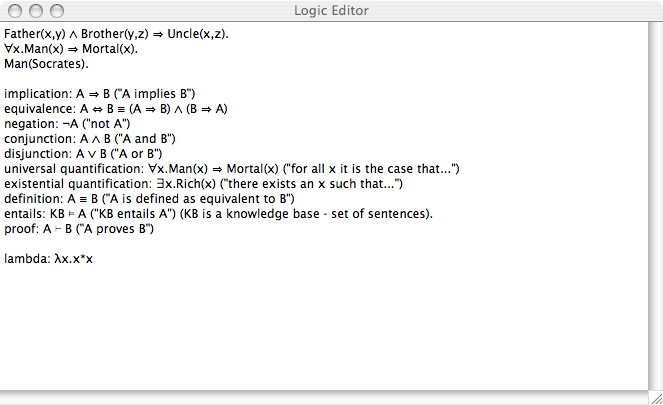 A little logic notation editor screenshoot
