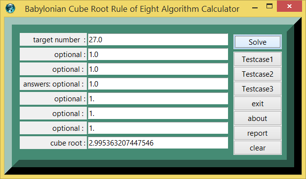Babylonian Cube Root Rule of Eight Algorithm and eTCL demo example calculator screenshoot png