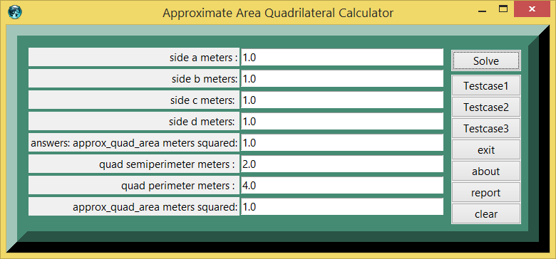 Sumerian Approximate Area Quadrilateral and eTCL Slot Calculator screenshot